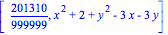 [201310/999999, x^2+2+y^2-3*x-3*y]